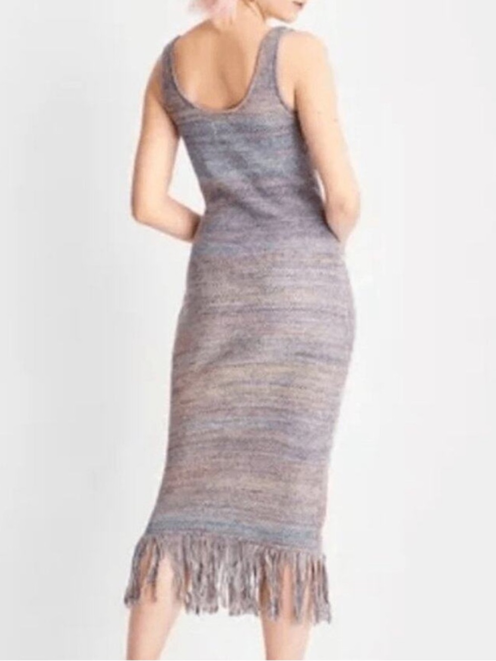 Future Collective Alani Noelle Sleeveless Multicolor Knit Fringe Midi Dress XXL